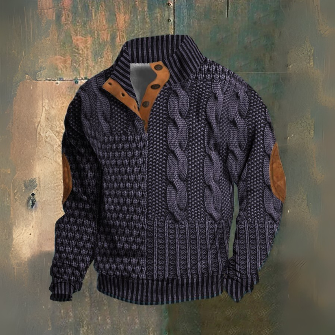 Rocco™ | Maglia Stampata Effetto Maglia con Dettagli a Contrasto