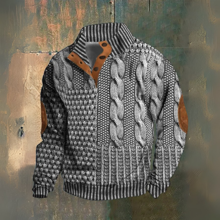 Rocco™ | Maglia Stampata Effetto Maglia con Dettagli a Contrasto