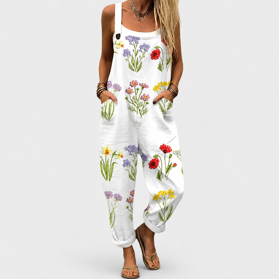 Veronica™ | Tuta Stampata a Fiori Bianchi
