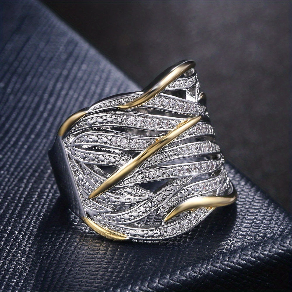 ELENA | Anello Elegante a Strati con Design Intrecciato