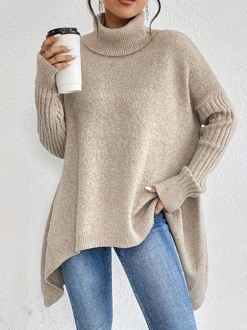 Bridgette | Maglione lungo comodo da donna con colletto alto