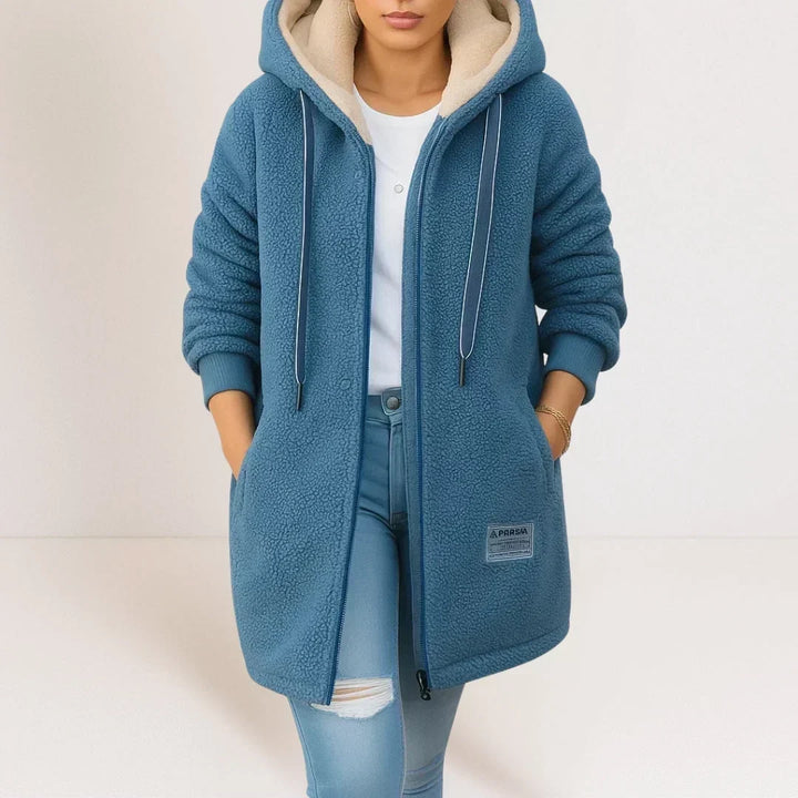 GIACCA FLEECE LUNGA CON CAPPUCCIO PER DONNE