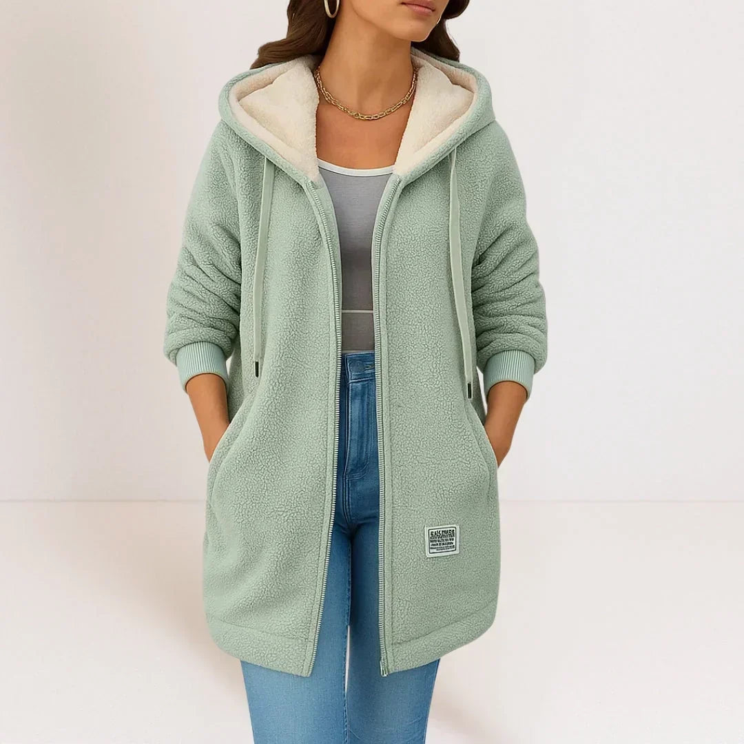 GIACCA FLEECE LUNGA CON CAPPUCCIO PER DONNE