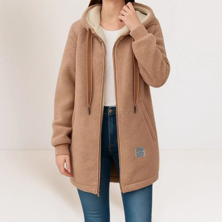 GIACCA FLEECE LUNGA CON CAPPUCCIO PER DONNE
