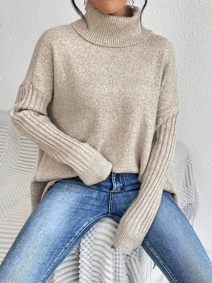 Bridgette | Maglione lungo comodo da donna con colletto alto