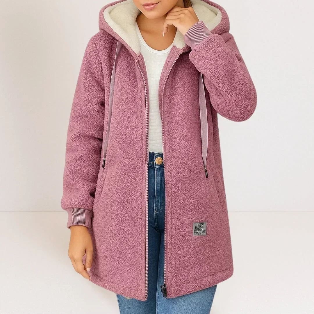 GIACCA FLEECE LUNGA CON CAPPUCCIO PER DONNE