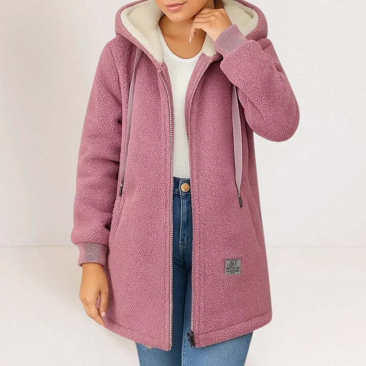 GIACCA FLEECE LUNGA CON CAPPUCCIO PER DONNE