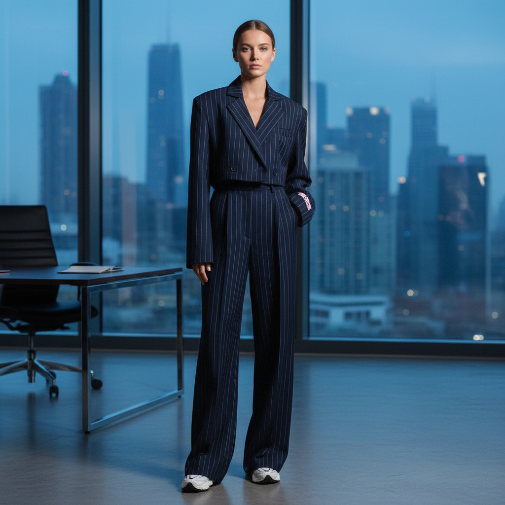 Completo Donna a Righe con Blazer e Pantaloni