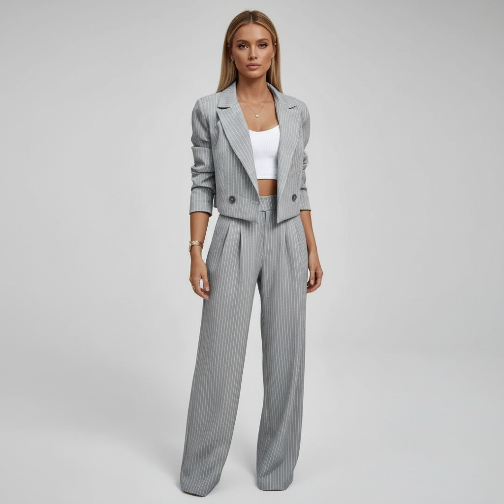 Completo Donna a Righe con Blazer e Pantaloni