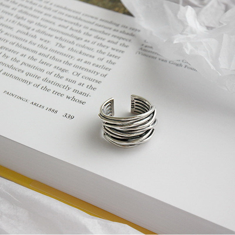 Anello Regolabile in Argento a Strati