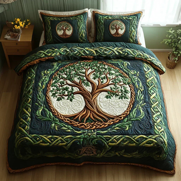 Completo letto trapuntato a 3 pezzi - Albero della Vita