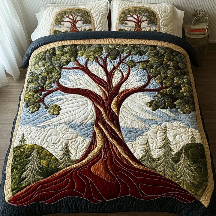 Completo letto trapuntato a 3 pezzi - Albero della Vita