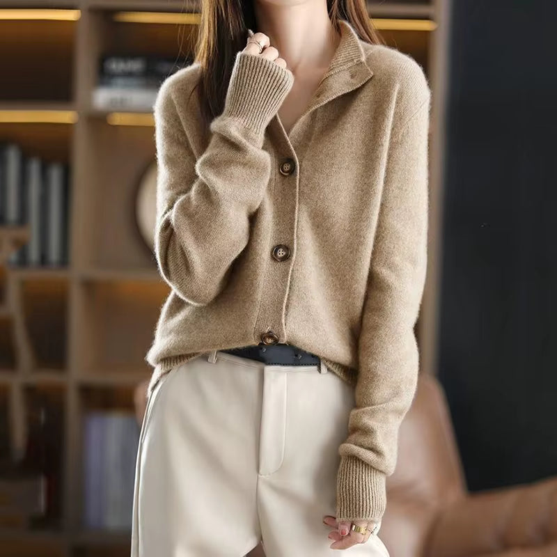 Cardigan da donna oversize a coste con maniche lunghe