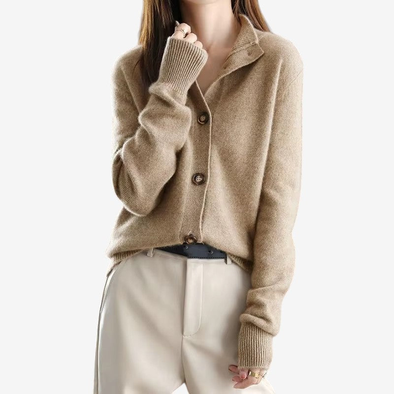 Cardigan da donna oversize a coste con maniche lunghe