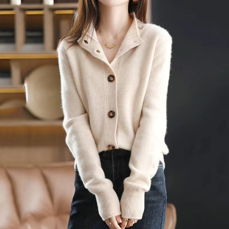 Cardigan da donna oversize a coste con maniche lunghe